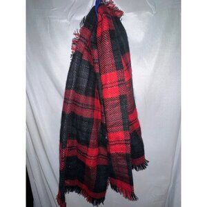 Apartment 9 Womens Reversible Blanket Scarf, Buffalo Plaid / Black and White NWT